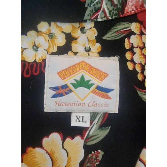 Pineapple Juice Men's Ukulele Lei Vintage Button-Up Hawaiian Classic Shirt XL - Picture 3 of 5